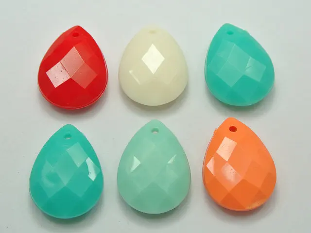 

30 Mixed Pastel Color Acrylic Teardrop Charm Pendants 25X18mm