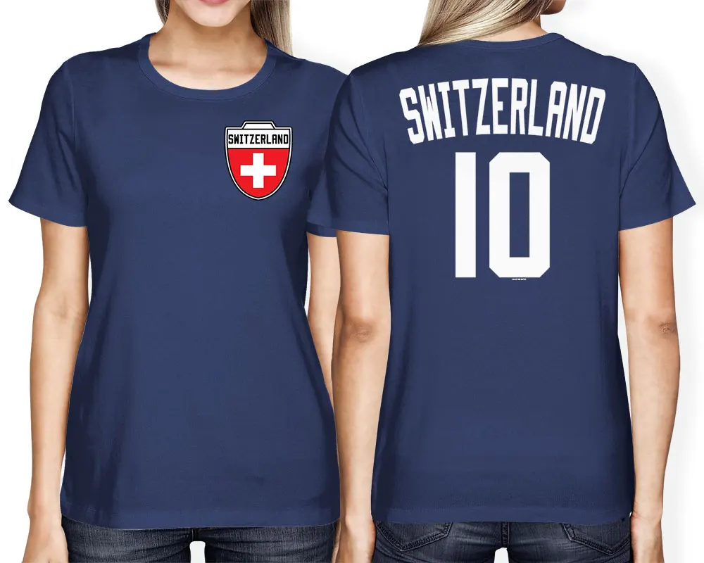 2019 Hot Sale Switzerland Soccers Footballer Crest Country Pride WoMen's T-Shirt Double Side Hoodies | Мужская одежда
