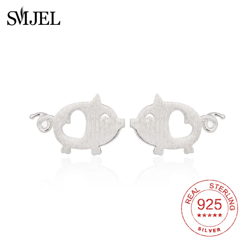 Smjel новый 100% Стерлинговое Серебро 925 пробы сердце полые милые свинки животные