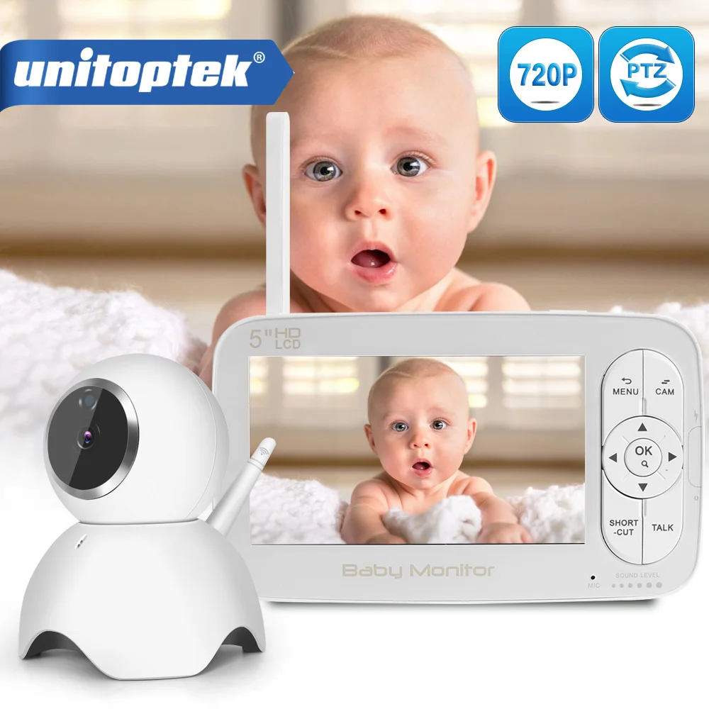 Беспроводная Радионяня 2 4G 720P PTZ HD 5 дюймовый ЖК экран двухстороннее аудио