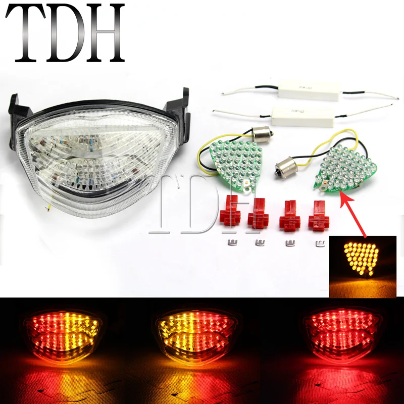 

Motorcycle Clear Taillights For Suzuki GSXR1000 05-06 2005 2006 Rear Tail Light Brake Turn Signals Integrated LED Light