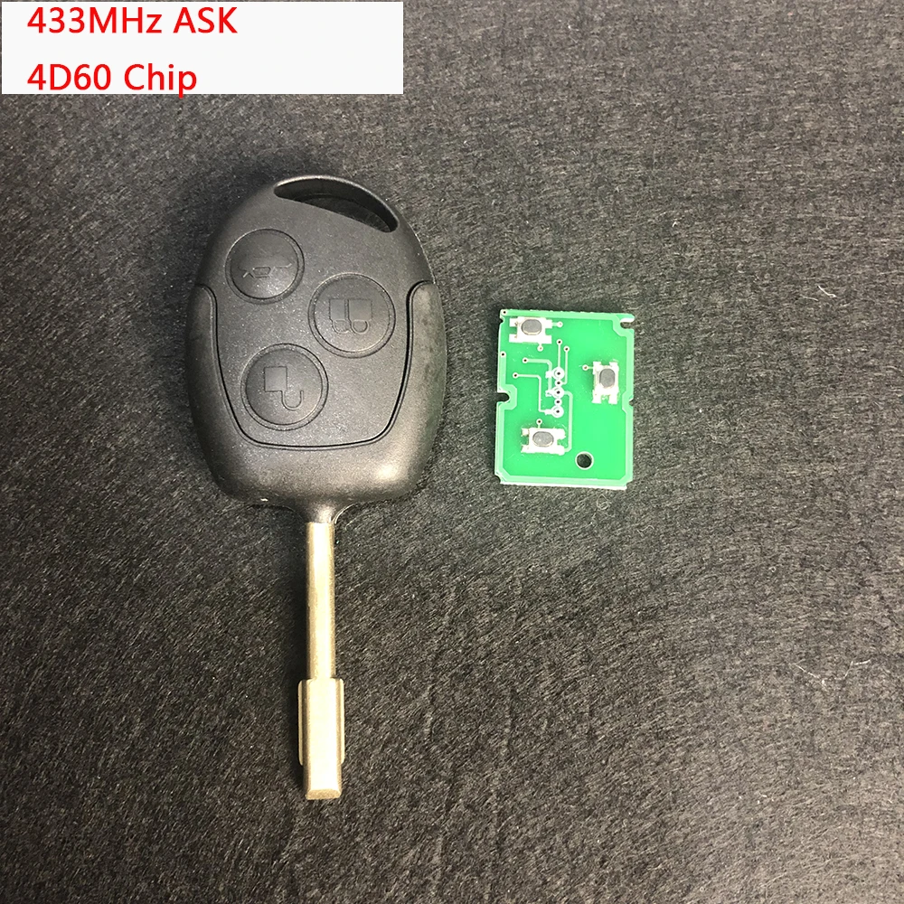 OkeyTech авто дистанционный ключ брелок 433 МГц 4D60 чип для Ford Mondeo Focus Transit 3 кнопки