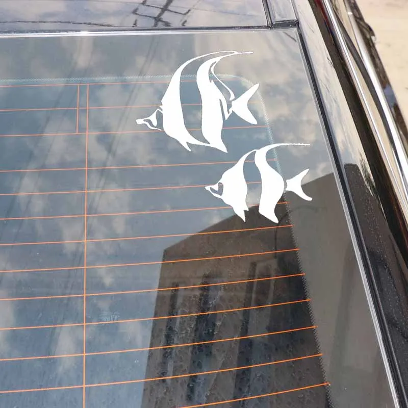 YJZT 14 7 см * 13 9 Angelfish силуэт виниловые наклейки рыбы автомобиля Стикеры