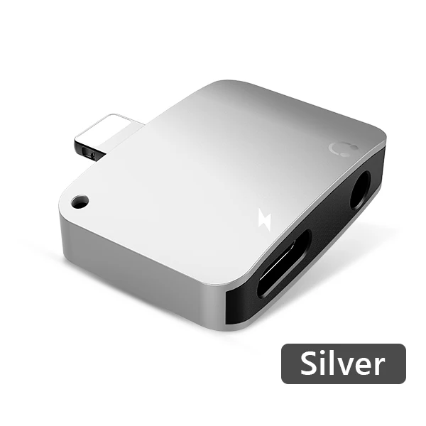 Серебристый ACCEZZ мини телефон зарядное устройство адаптер наушники для iphone X 8 7 Plus XS MAX XR прослушивание зарядки 3,5 мм разъем Aux адаптер наушники - Цвет: Серебристый