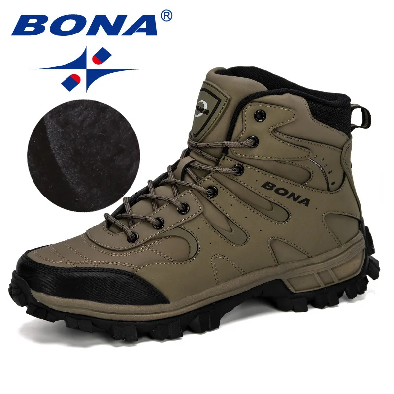 Medium grey black BONA/Новинка года; дизайнерские походные ботинки из нубука; тактическая обувь красовки; Мужская Уличная Нескользящая походная обувь; Мужская горная обувь; трендовая обувь - Цвет: Medium grey black