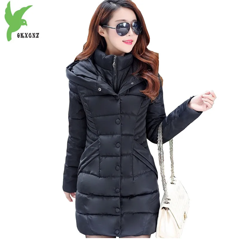 Зимние женские хлопковые куртки новые модные теплые пальто с капюшоном