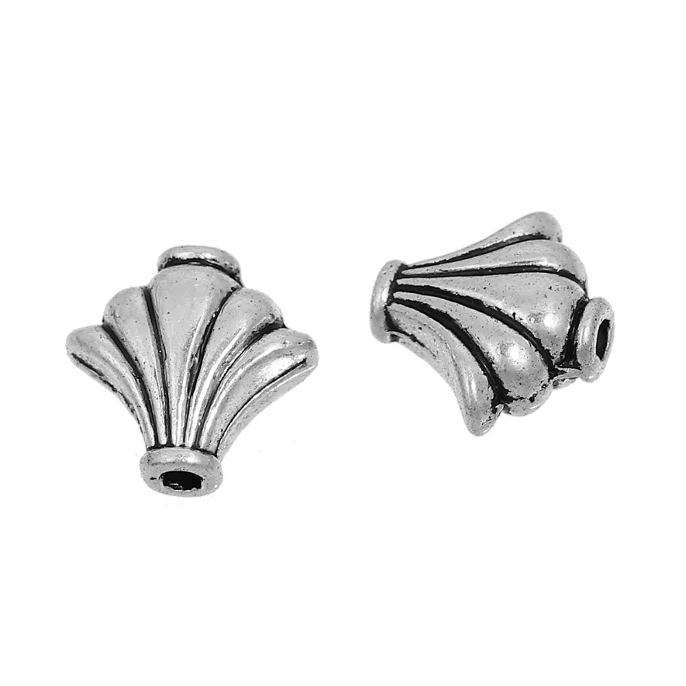 DoreenBeads цинковый сплав античный серебряный разделитель бусины веерообразные DIY 9 мм(3/") х 10 мм(3/8"), отверстие: Приблизительно 1,5 мм, 50 шт