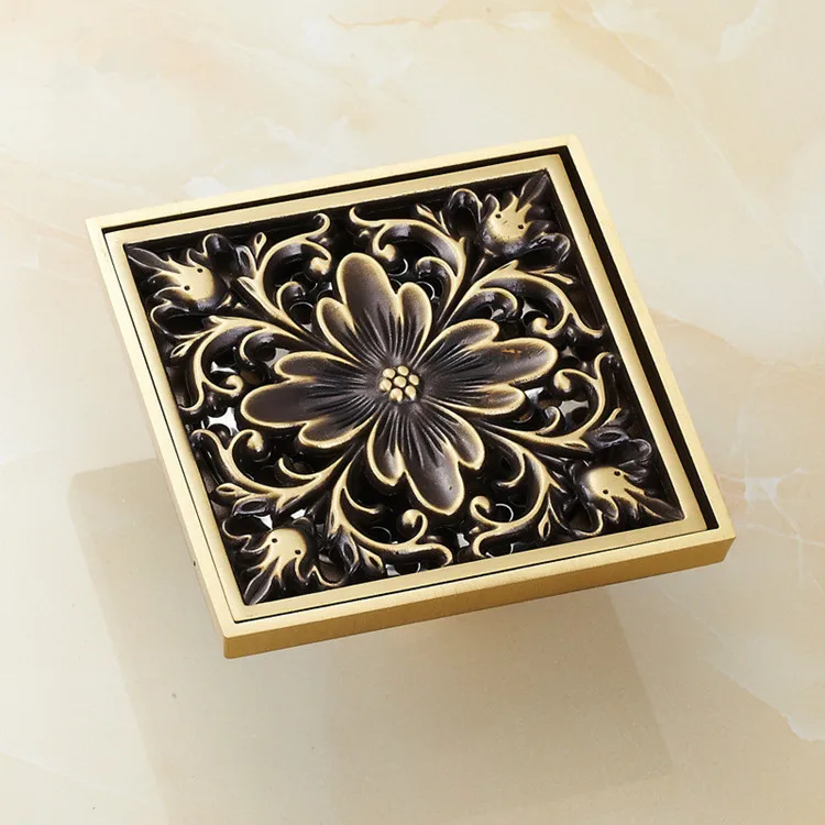 Оптовая продажа аксессуары для ванной комнаты античный латунный Слив пола