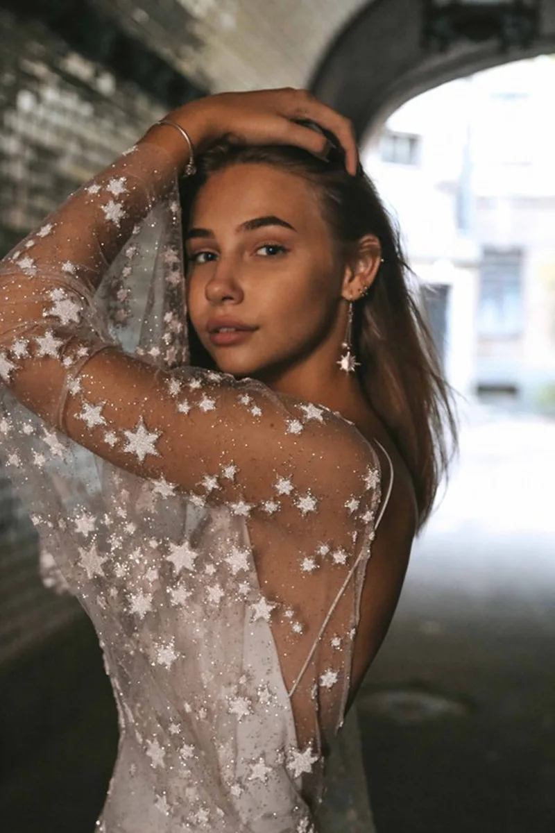 2019 Новое богемное свадебное платье с блестками летнее пляжное шикарное