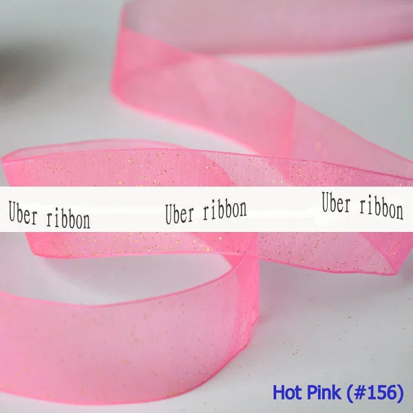 [IuBuFiGo] 1-1/4 &quot(32 мм) Золотая металлизированная лента из органзы с принтом для