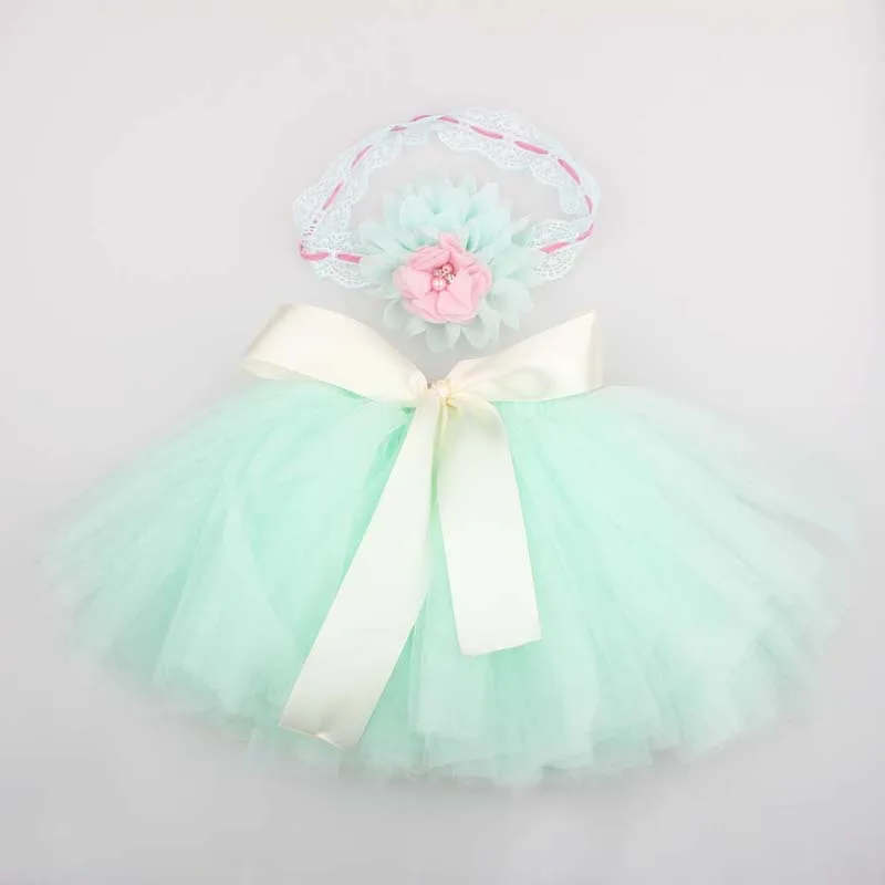 

Baby Girl Tutu Skirt and Flower Headband Set Newborn Photography Props Baby Tulle Pettiskirt Costume Sweet Gift