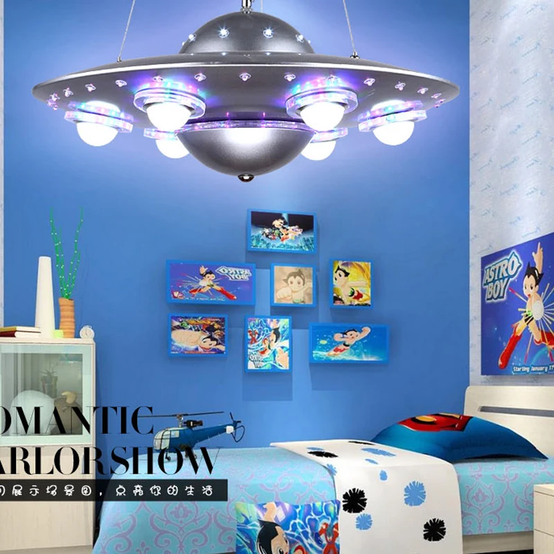 Ufo-luces colgantes para habitación de niños, lámpara colgante con mando a distancia para habitación de bebés y dormitorio