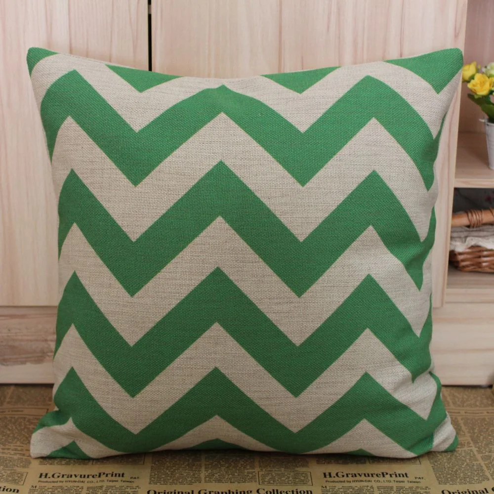 LINKWELL 45*45 см зеленый льняной шеврон зигзаг волнистая хлопчатобумажная наволочка
