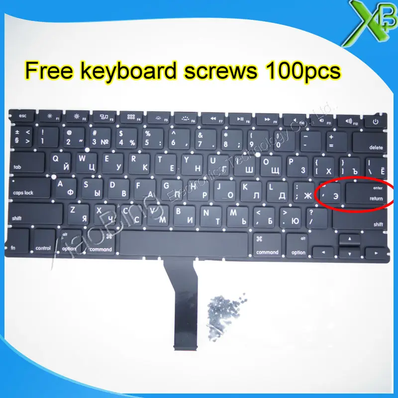 

Brand New For MacBook Air 13.3" A1369 A1466 Small Enter RS Russian keyboard+100pcs keyboard screws 2010-2015 Years