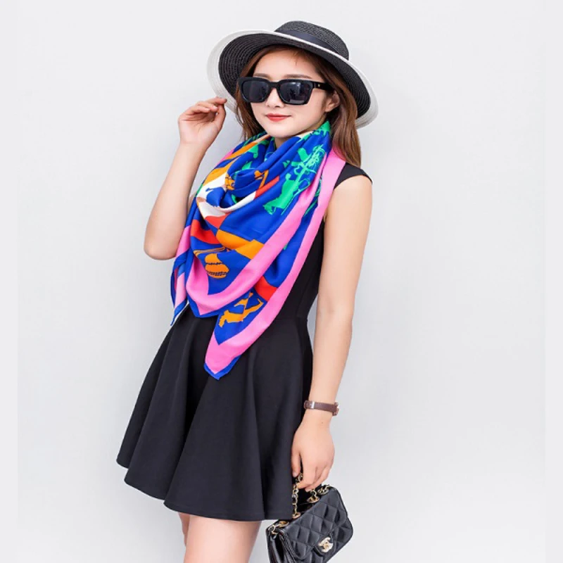 Большой Размеры шелк Для женщин Шарфы для и платки Элитный бренд 100% шелковые