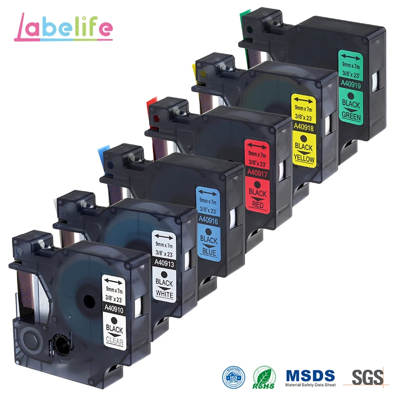 

Labelife 6 Pack 9mm Combo Set 40910 40913 40916 40917 40918 40919 Compatible DYMO D1 Label Tapes for LabelManager 160 280