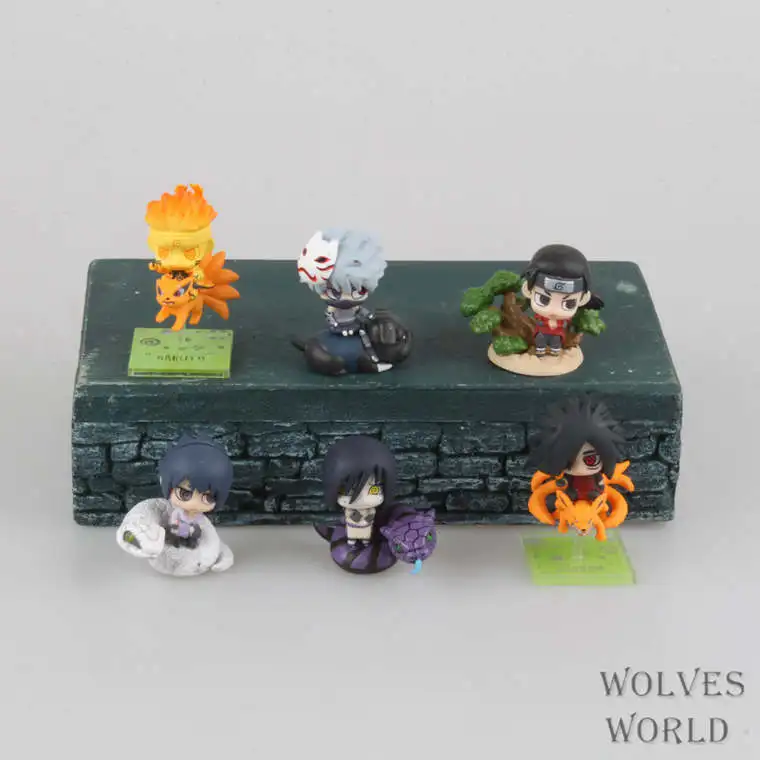 HKXZM Anime Naruto Q Version 6PCS/SET Uzumaki Uchiha Sasuke Hatake Kakashi Orochimaru PVC Figure Toys Collectibles Model | Игрушки и