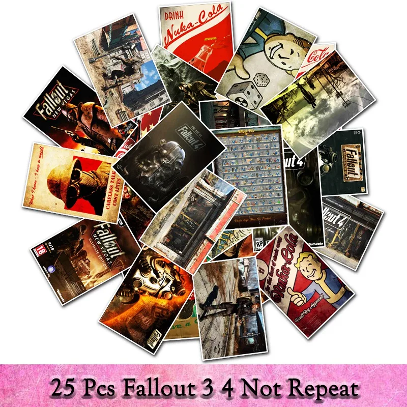25 шт./партия Fallout 3 4 игровая наклейка s для автомобильного ноутбука багаж компьютер велосипедный телефон холодильник, скейтборд декоративная наклейка
