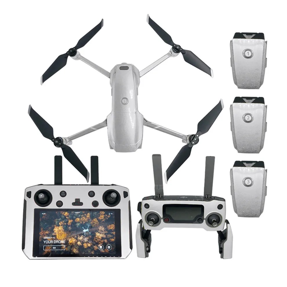 Серебристый Наклейка Водонепроницаемая наклейка для DJI Smart контроллер Роскошные наклейки Кожа для DJI MAVIC 2 Pro& Zoom Дрон аксессуар 4 батареи - Цвет: Серебристый