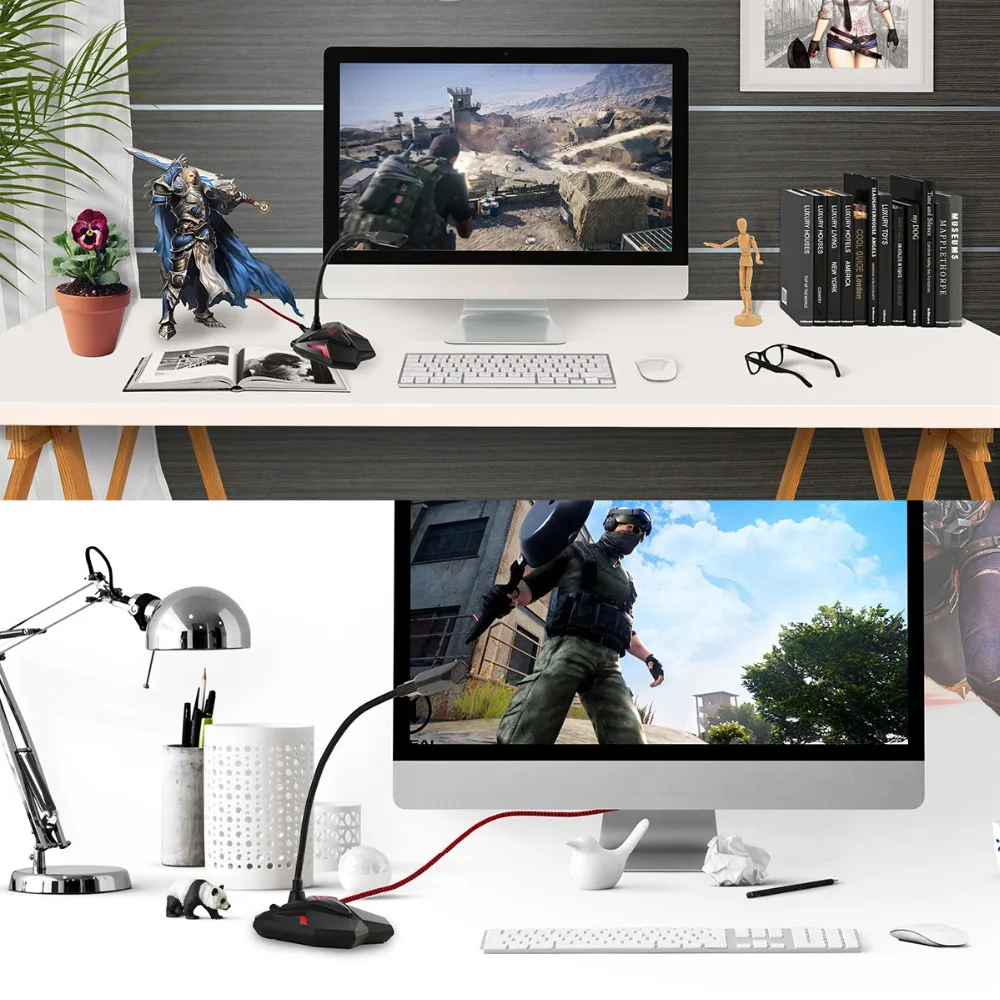 Мини микрофон SOONHUA Настольный конденсаторный со светодиодным индикатором и USB