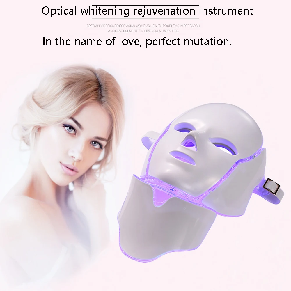 NEW EMS Microelectronics LED Photon Mask 7 Color LED Facial Neck Mask Micro-current For Wrinkle Acne Removal Face Beauty Spa