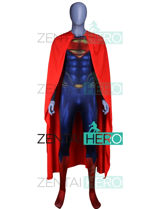 В наличии 3D печатных человек Сталь Супермен Косплэй костюм спандекс Супермена