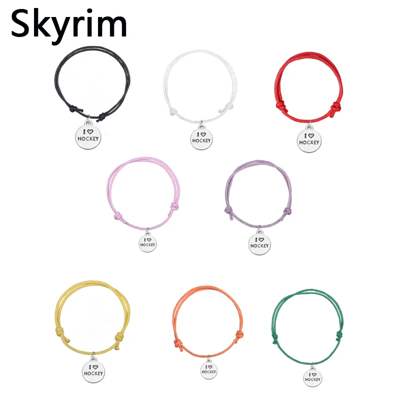 Skyrim 10 шт./лот стильный спортивный воск шнур регулируемые браслеты с круглым