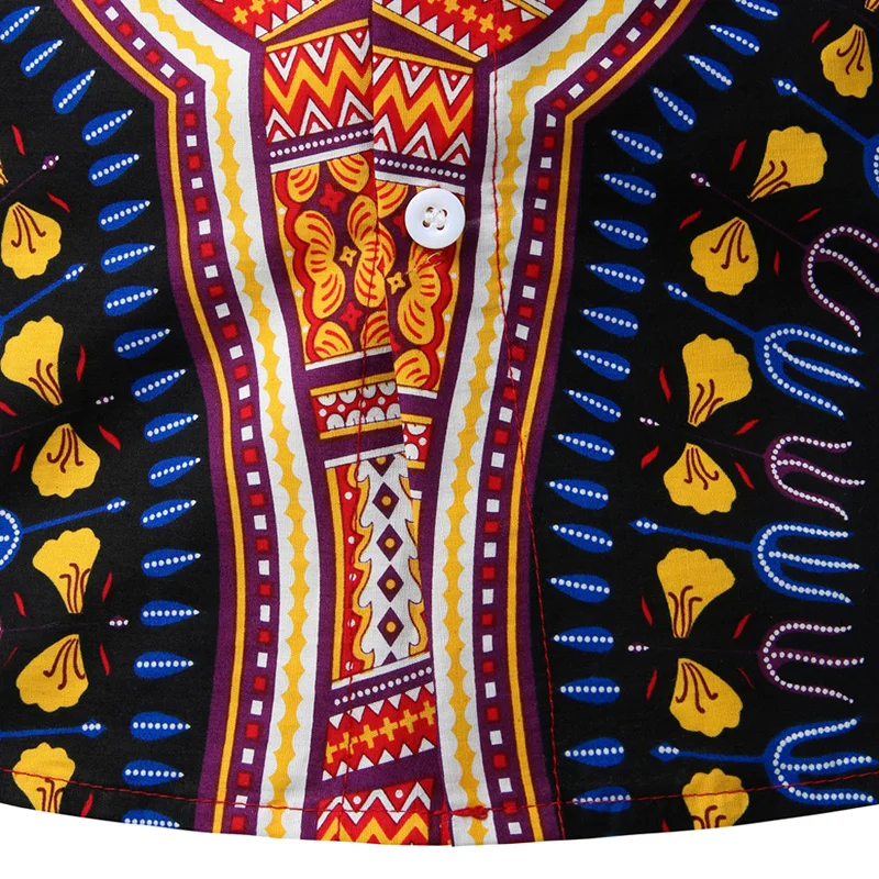 Рубашка Dashiki мужская с воротником стойкой национальная сорочка коротким рукавом