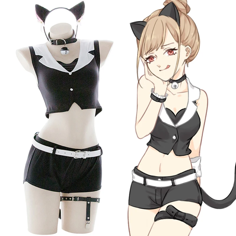 Женский японский супер сексуальный милый комплект с кошечкой для девочек костюм