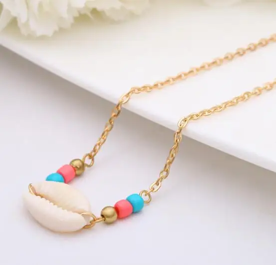 Ожерелье женское с подвеской из ракушек и бусин | Украшения аксессуары
