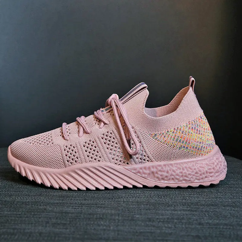 Pink Все YIXIE/Новинка года; летние белые сетчатые женские кроссовки; Модные женские кроссовки на толстой платформе; Повседневная обувь; Zapatos De Mujer - Цвет: Pink