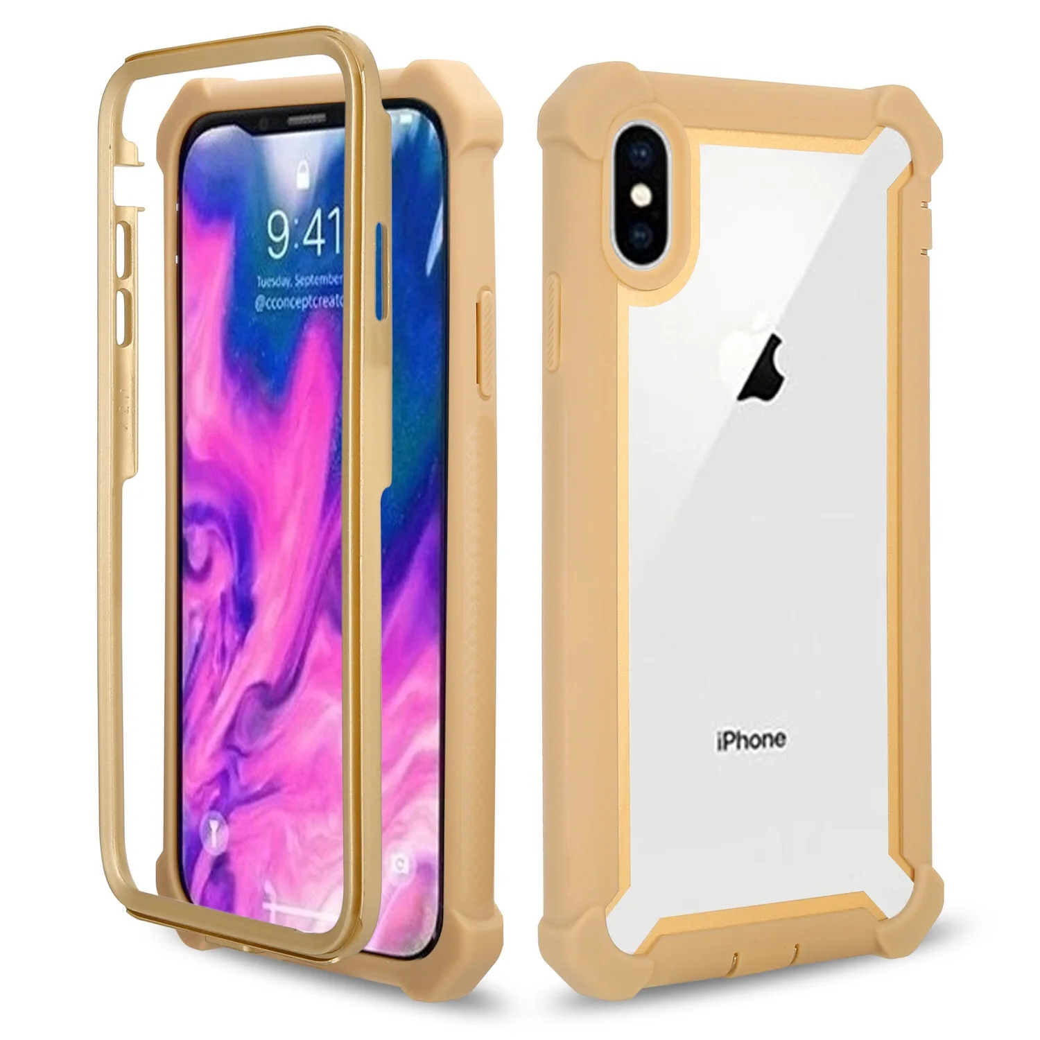 VIAERSON Shockproof Case Clear Back For iPhone XS Max XR X 6 6S 7 8 Plus 360 Protective Cover Candy Metal Button Hard Coque Capa |