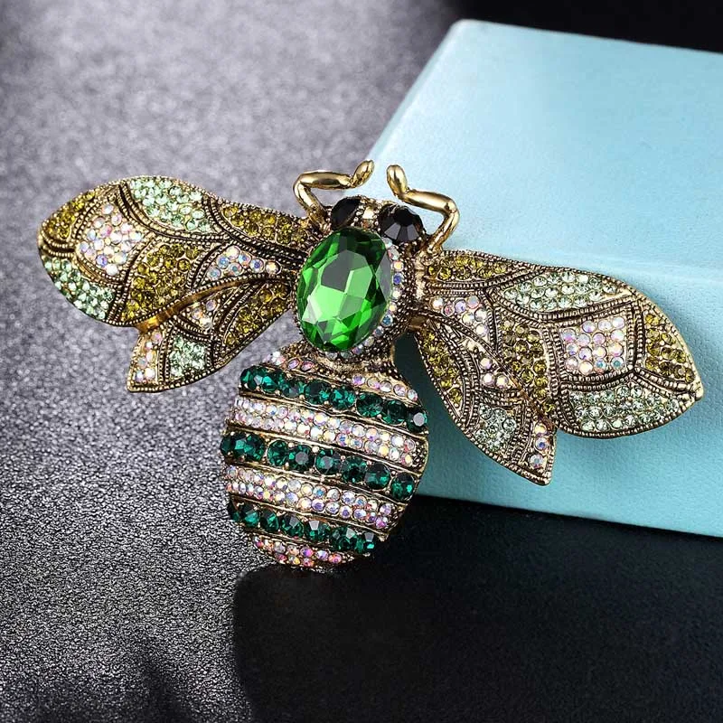 green mix color 01 Zlxgirl AliExpress горячая Распродажа большого размера разноцветный кристалл броши в виде пчел букет Женская мода шарф булавки Свадебные шляпы аксессуары - Окраска металла: green mix color 01
