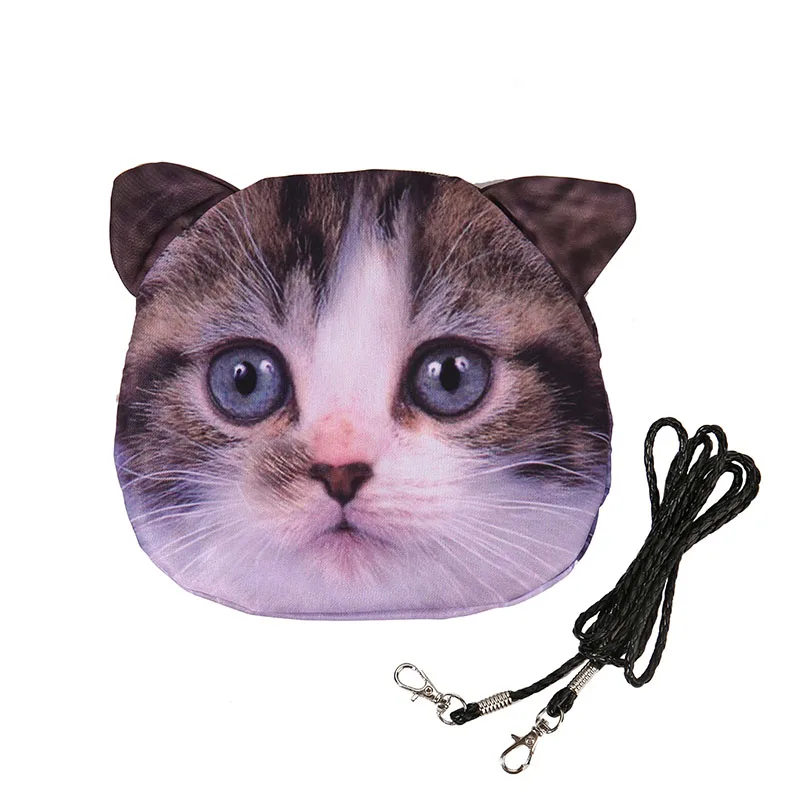 Новый милый чехол на молнии с кошачьим лицом женский кошелек/Детская сумочка для