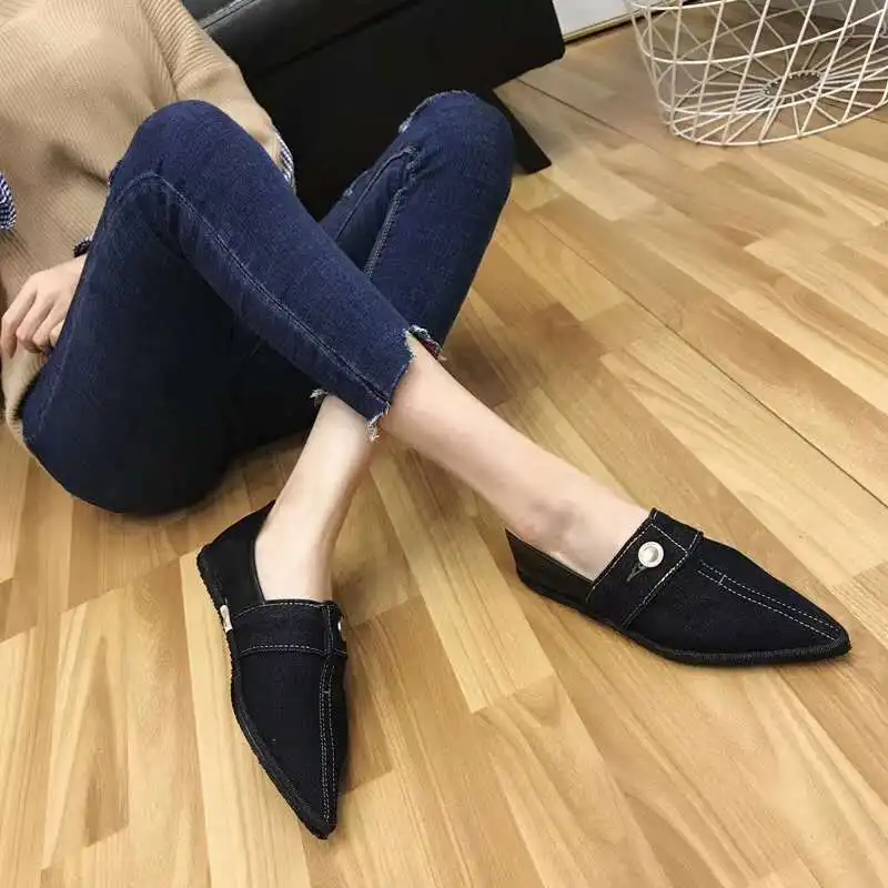 Wellwalk/обувь; женские лоферы; дамские мокасины; слипоны; балетки на плоской подошве с острым носком; балетки на плоской подошве; женские зимние джинсовые ботинки
