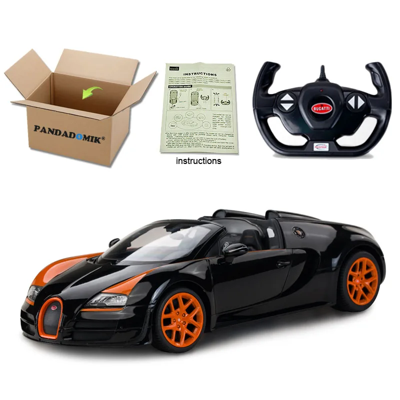 Rastar Bugatti Радиоуправляемая машинка 1:14 Veyron Grand Sport Vitesse, игрушки на пульте дистанционного управления для мальчиков, модель игрушек, электронные машинки для детей, подарок на день рождения - Цвет: Black store box