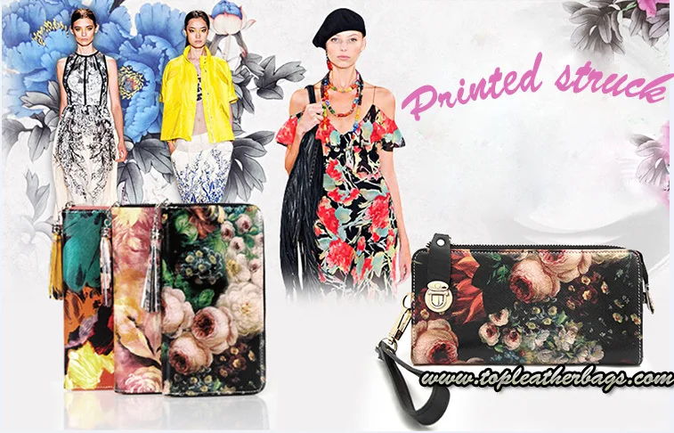 Romantic Oil Painting Bright Vintage Geometry Printed Genuine Leather Clutch|leather bandana|clutch leather bagclutch automatic |