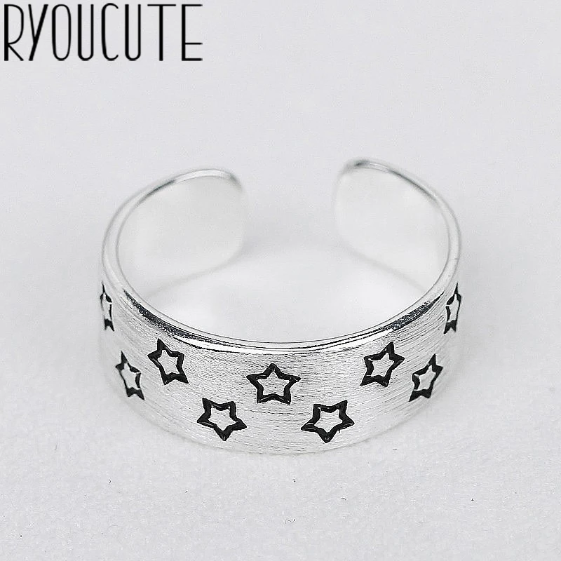 Модные Кольца Bijoux из стерлингового серебра 925 пробы с большими звездами для женщин, подарок, женские регулируемые размеры, античные кольца Anillos