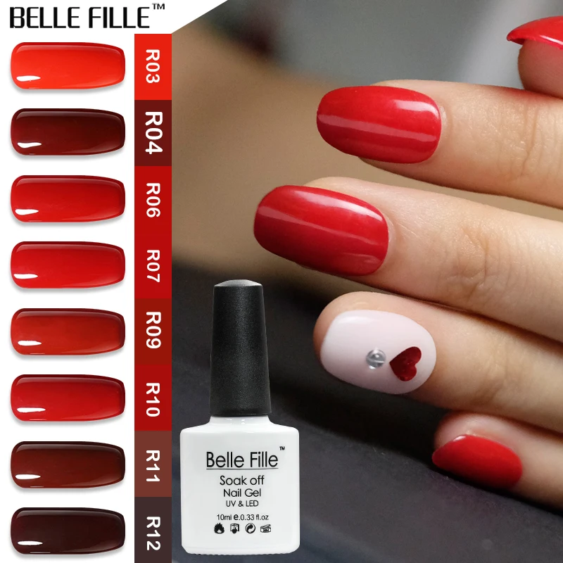 BELLE FILLE красный 10 мл УФ гель для ногтей Гель лак полировки Vernis Полупостоянный Verins
