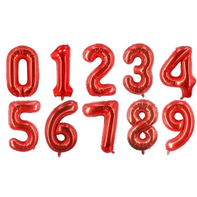 red 1 шт. 40 дюймов золотые черные воздушные шары из фольги в виде цифр День Рождения украшения Детские Свадебные украшения Globos BabyShower мальчик девочка Декор - Цвет: red