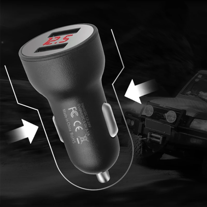 12V двойной порт USB Автомобильное зарядное устройство Красный светодиодный цифровой дисплей напряжения адаптер для смартфонов планшетных ПК