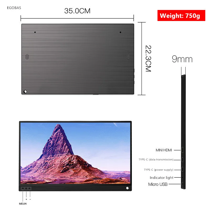Сенсорный экран Портативный монитор 1920x1080 HD ips 15,6-дюймовый монитор игровой Дисплей для контроля уровня сахара в крови с кожаный чехол гнездо не требуется