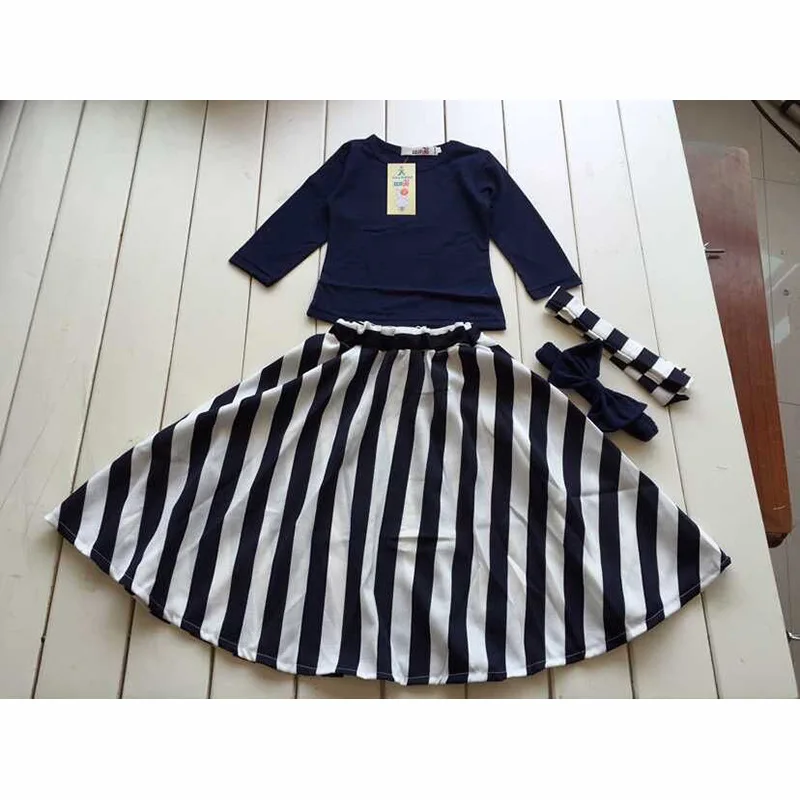 Комплект из 4 предметов для девочек темно синяя футболка с длинным рукавом +