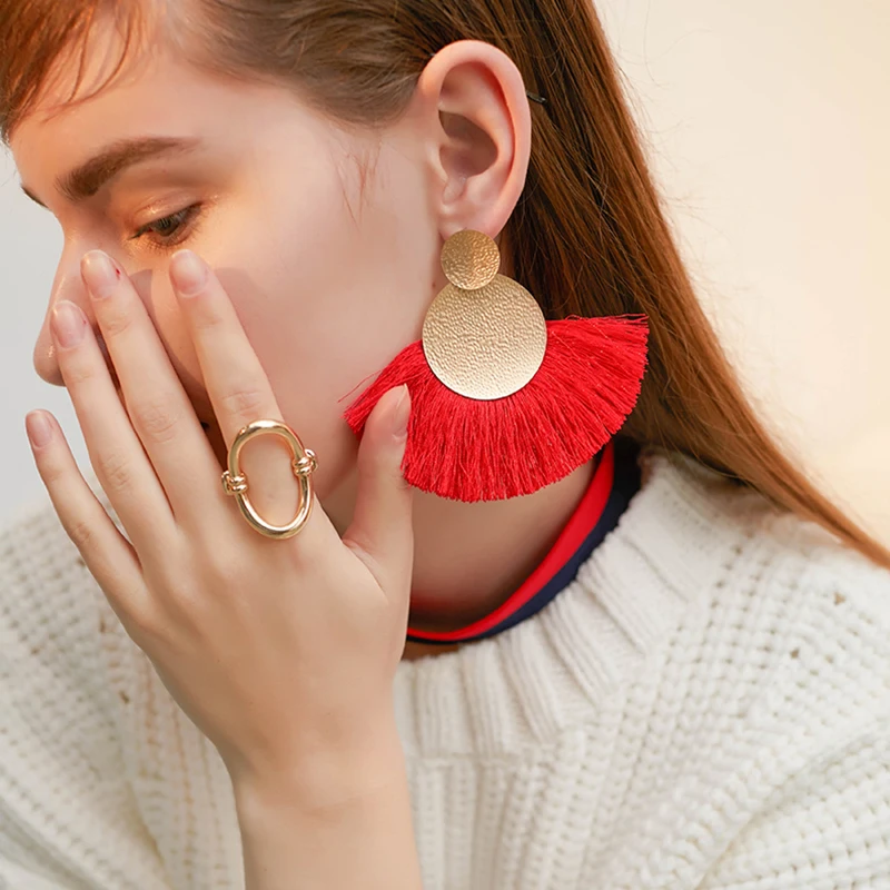 Bohemian Long Tassel Earrings for Women Red Big Statement Female 2019 Wedding Fringe Hanging Earings Jewelry | Украшения и