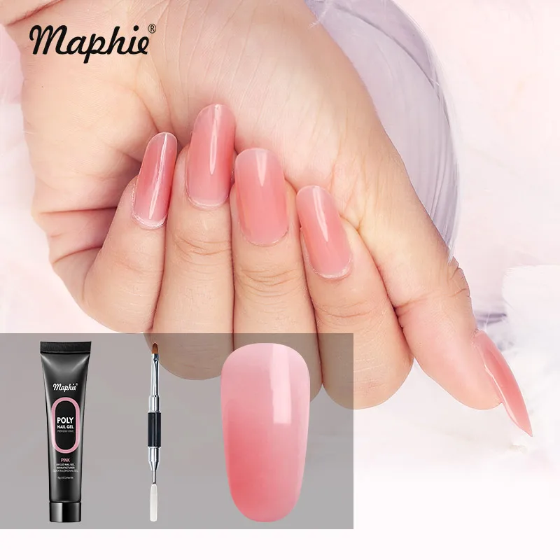 Maphie, 15 г, прозрачный удлиняющий УФ-гель для ногтей, розовый цвет, светодиодный Гель-лак для ногтей DIY, Полупостоянный гель для ногтей - Цвет: 004 2PCS SET