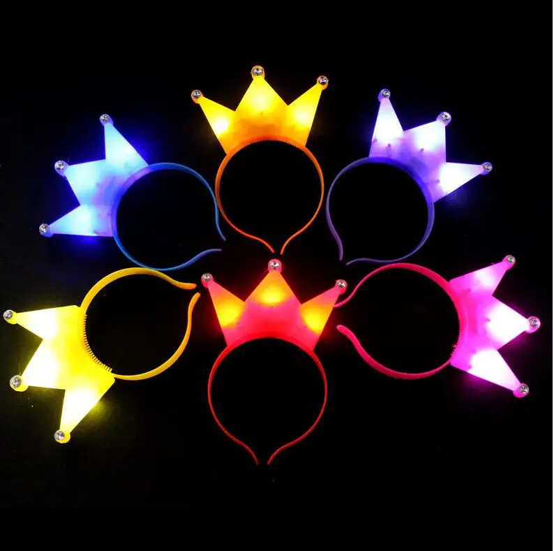 

12pcs/lot Glow light Crown Xmas led light headwear for birthday party xmas decoration colorful led headband children gift