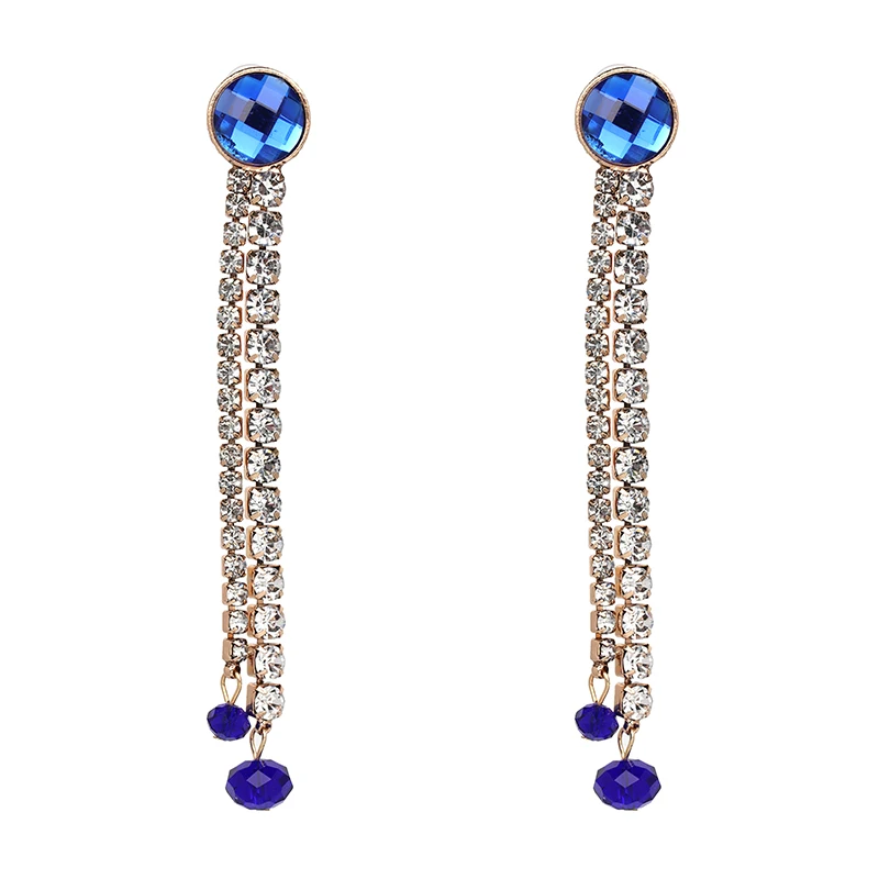GEREIT 2018 Блестящий Кристалл Rhinestone бисером Длинные серьги падение корейский