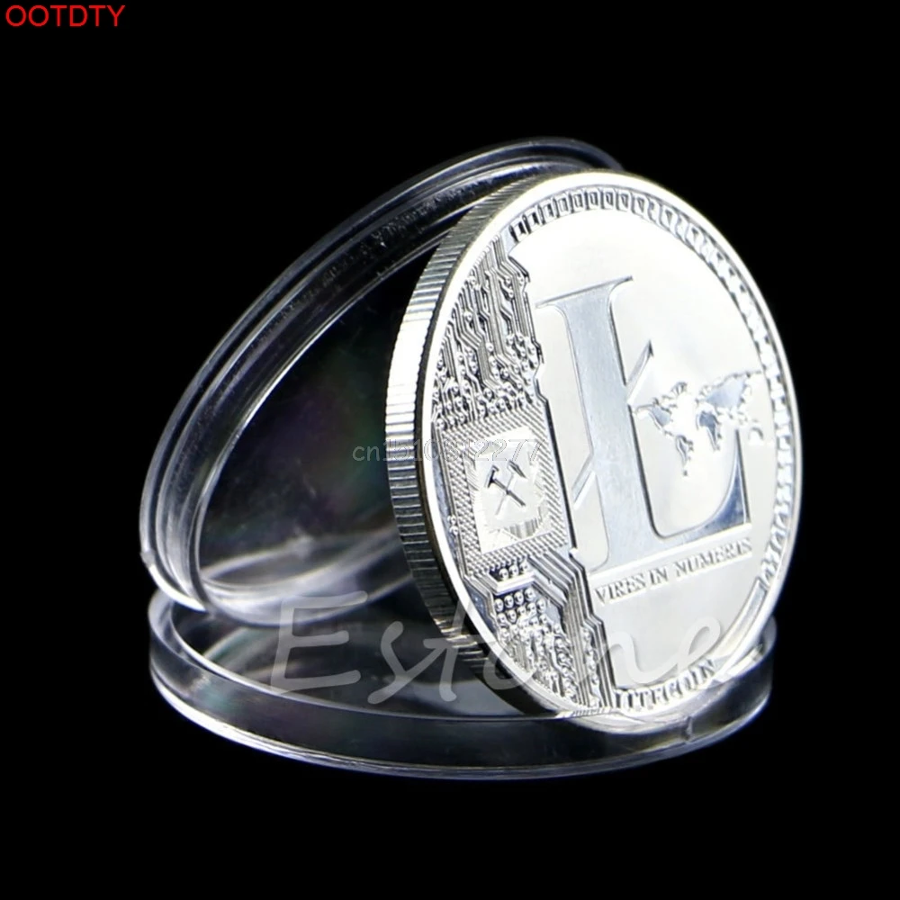 Памятные монеты посеребренные 25 LTC Litecoin Vires в цифрах медальон Новая монета
