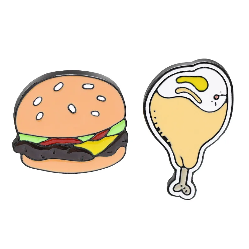 Men's and women's brooch Cartoon Drop Oil Brooch Hamburger Leg Badge Accessories Good Friend Gift Wholesale | Украшения и