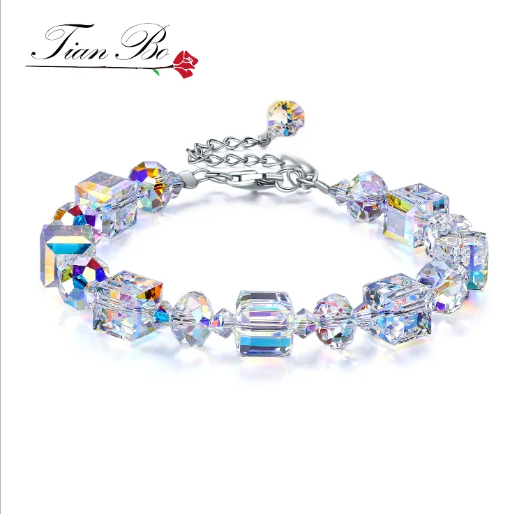 Квадратный стеклянный браслет TianBo Лидер продаж A Little Romance с кристаллами AB